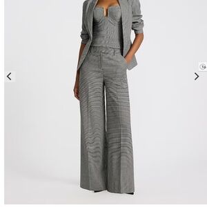 Editor Mid Rise Houndstooth Wide Leg Pant